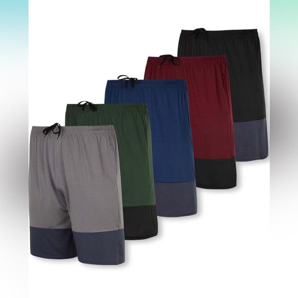 Real Essentials 5 Pack: Men's Dry-Fit Sweat Resistant Active Athletic Shorts - Picture 1 of 6